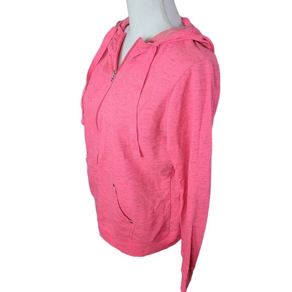 Made for Life Full Zip Sweatshirt Hooded Drawstring Women Large Hot Pink Heather - Picture 9 of 10